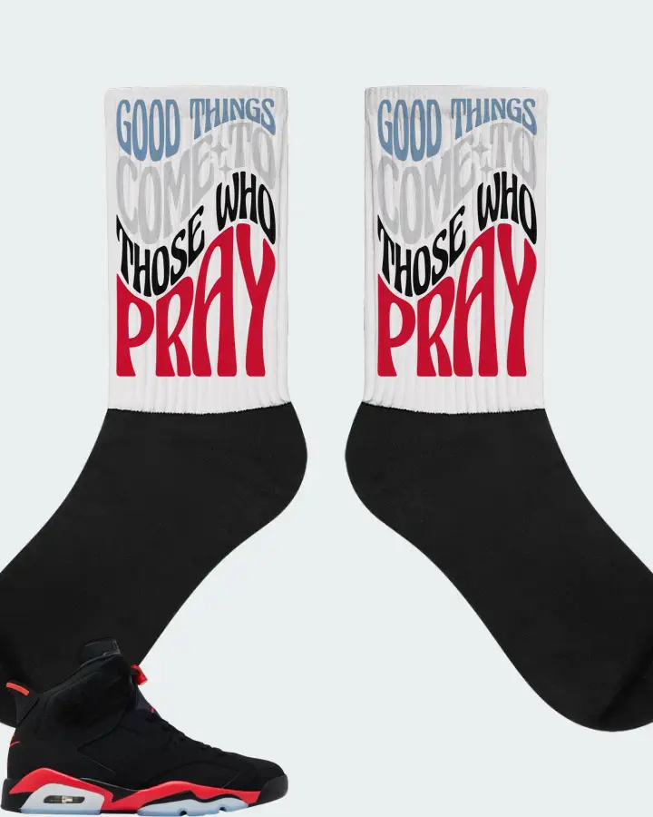Air Jordan 6 Retro Reverse Infrared Salesman Sneaker Matching White Socks - Good Things Come To Those Who Pray