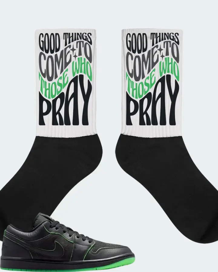 Air Jordan 1 Low Halloween Sneaker Matching White Socks - Good Things Come To Those Who Pray