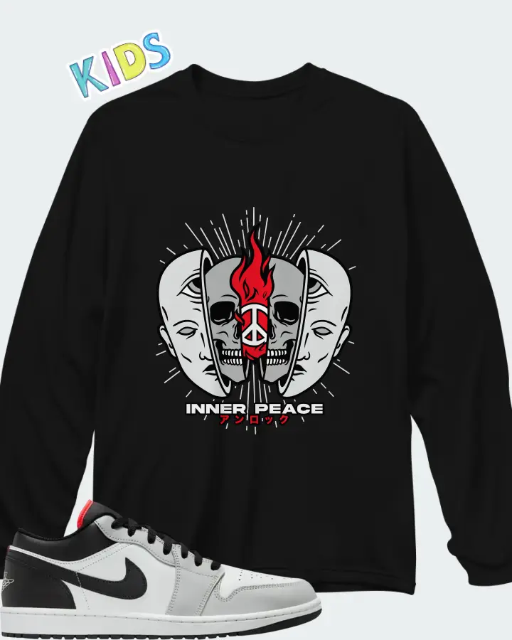 Air Jordan 1 Low Neutral Grey Summit White Matching Kid's Long Sleeve T-Shirt