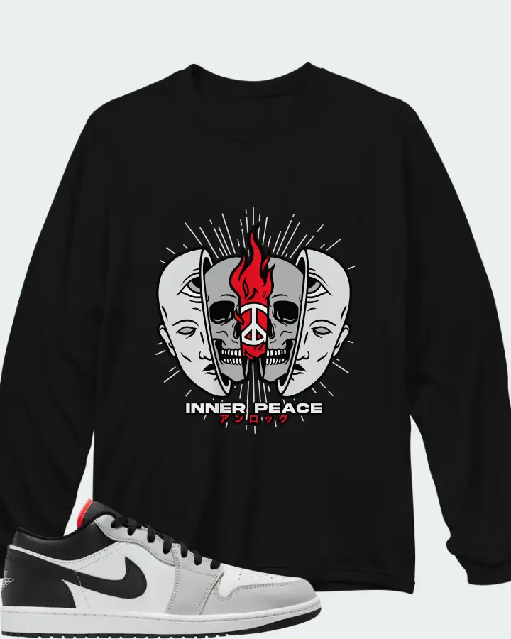 Air Jordan 1 Low Neutral Grey Summit White Matching Long Sleeve T-Shirt