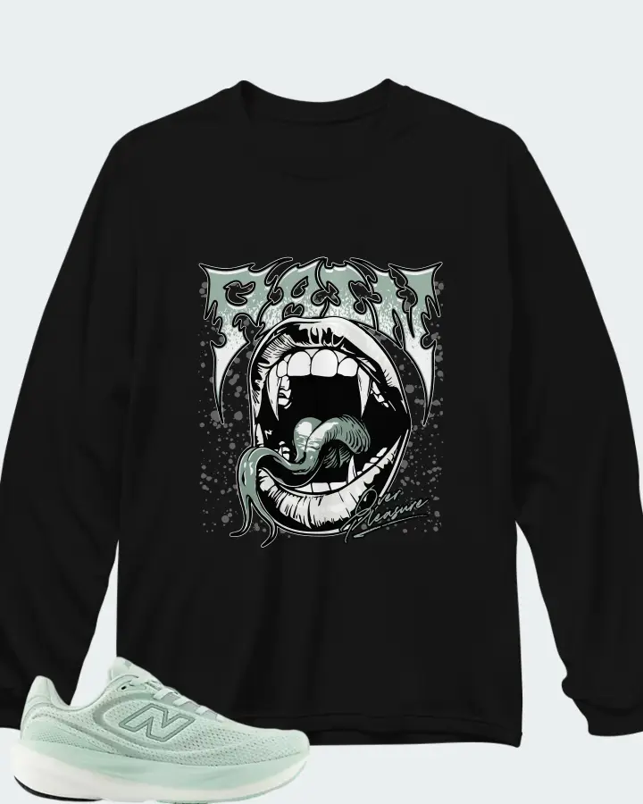 New Balance Cosmic Jade Mosaic Green Matching Long Sleeve T-Shirt