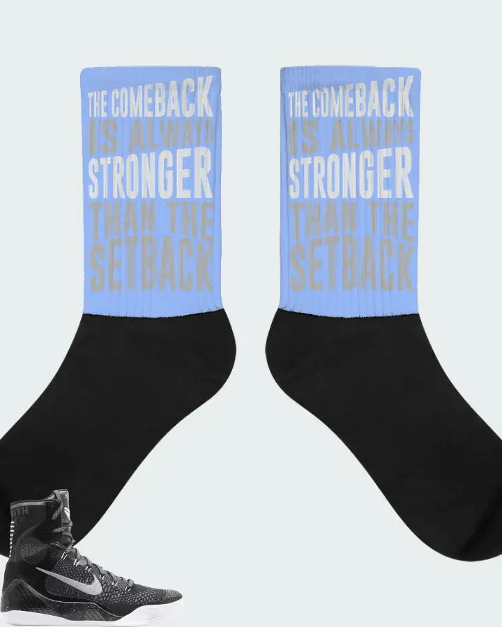 Nike Kobe 9 Elite Premium QS Sneaker Matching Carolina Blue Socks - The Comeback
