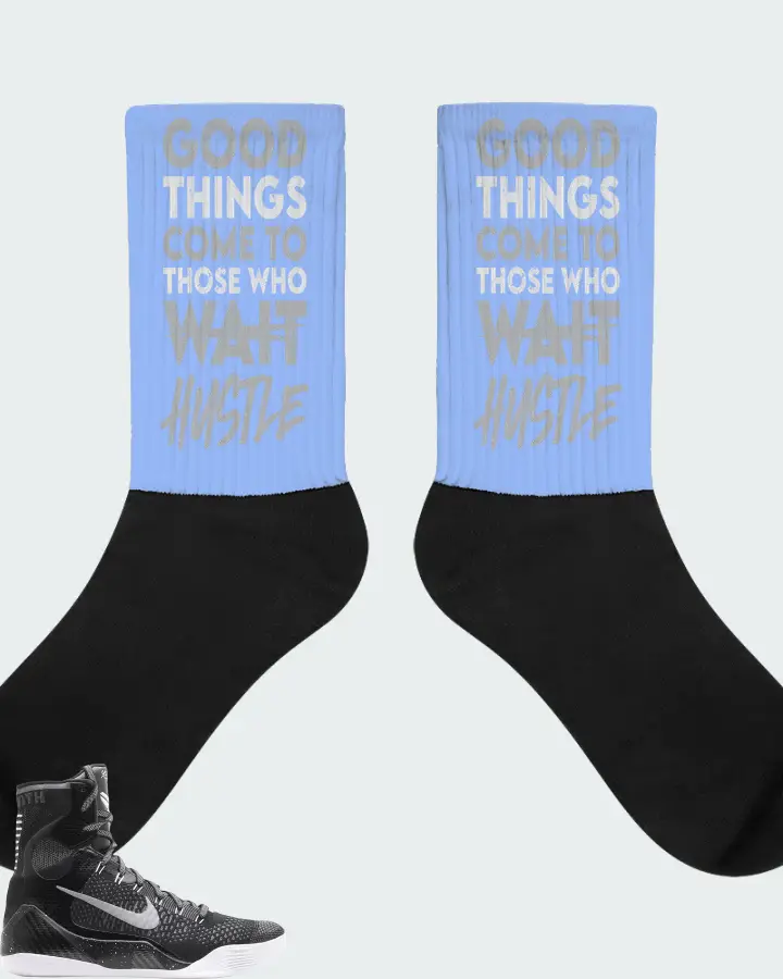 Nike Kobe 9 Elite Premium QS Sneaker Matching Carolina Blue Socks - Good Things Come