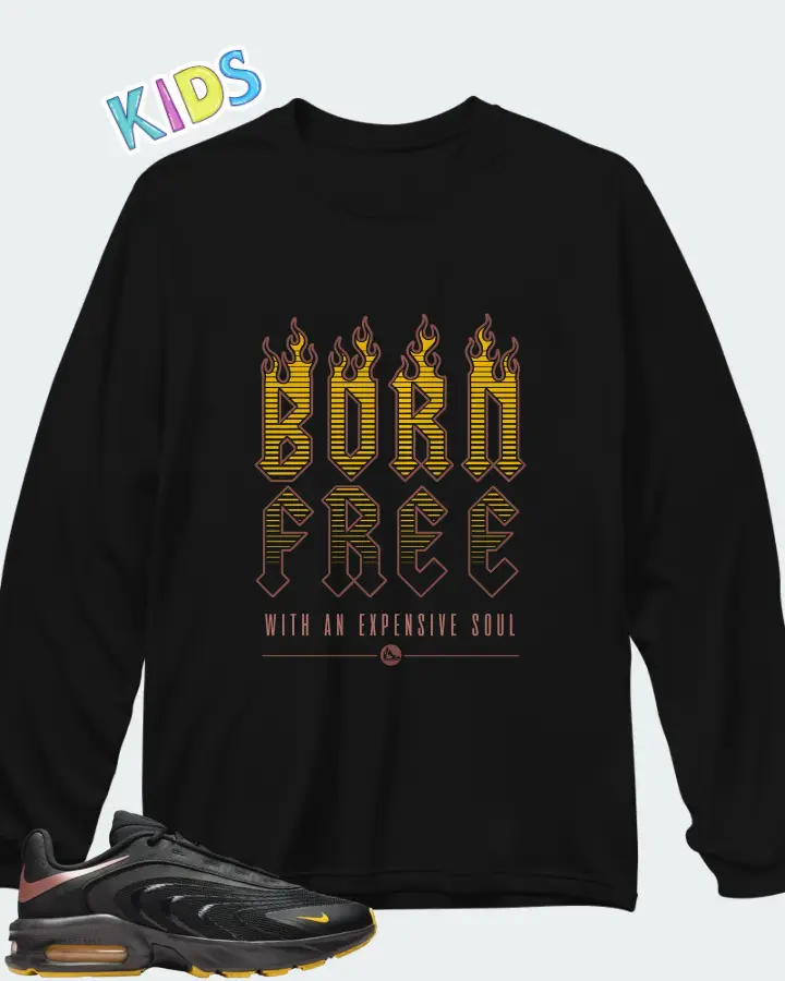 Nike Air Max Fire Black Laser Orange Matching Kid's Long Sleeve T-Shirt