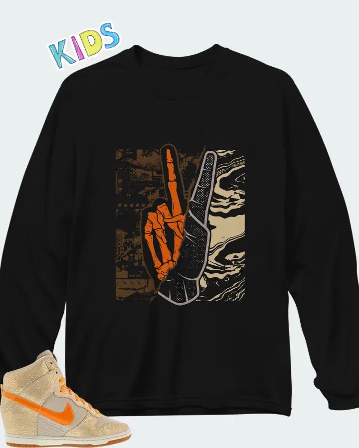 Nike Dunk Sky High Hidden Wedge Tan Metallic Org Matching Kid's Long Sleeve T-Shirt
