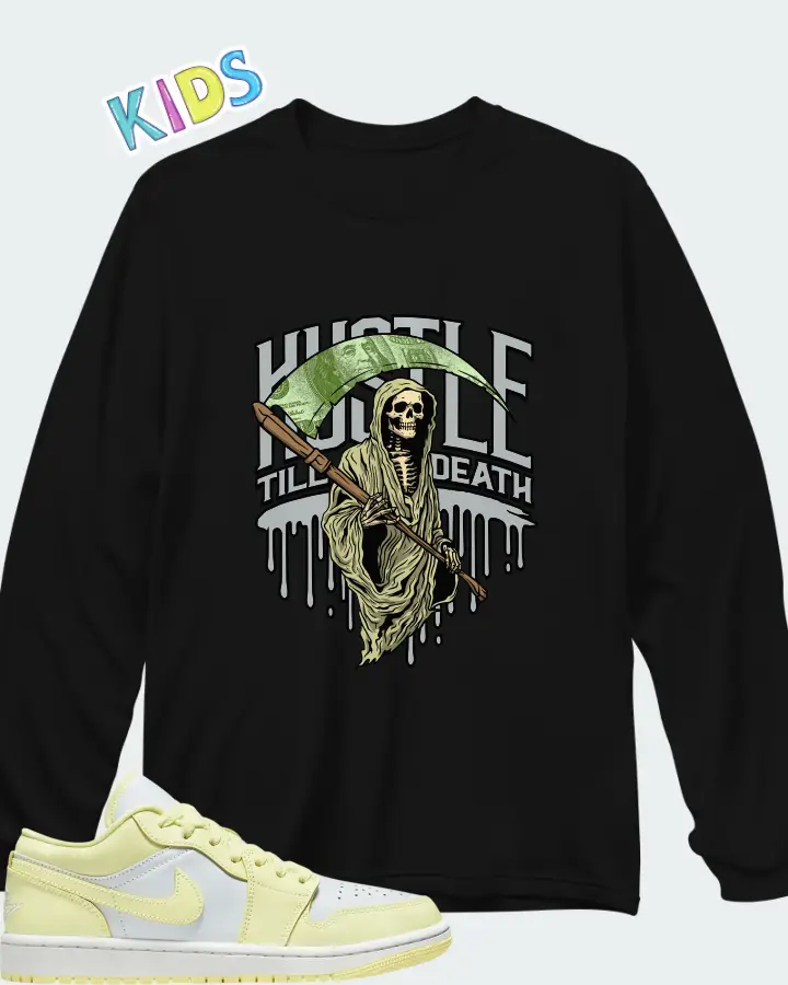 Jordan 1 Low Lemonade Matching Kid's Long Sleeve T-Shirt