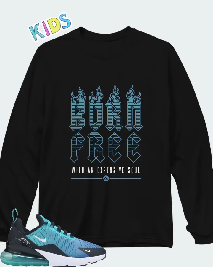 Nike Air Max 270 Blue Black Matching Kid's Long Sleeve T-Shirt