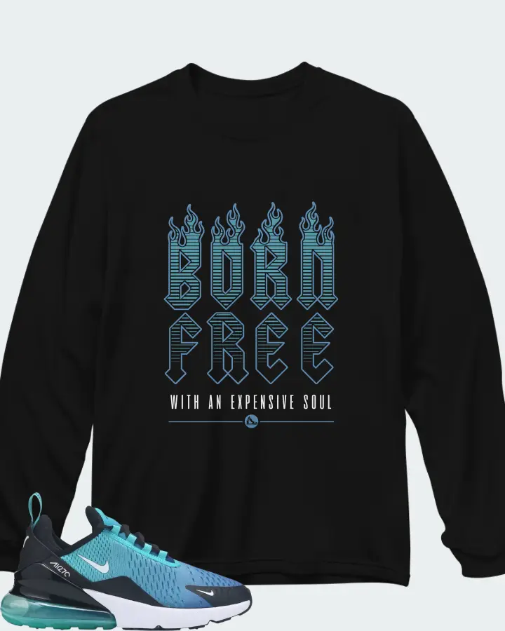 Nike Air Max 270 Blue Black Matching Long Sleeve T-Shirt