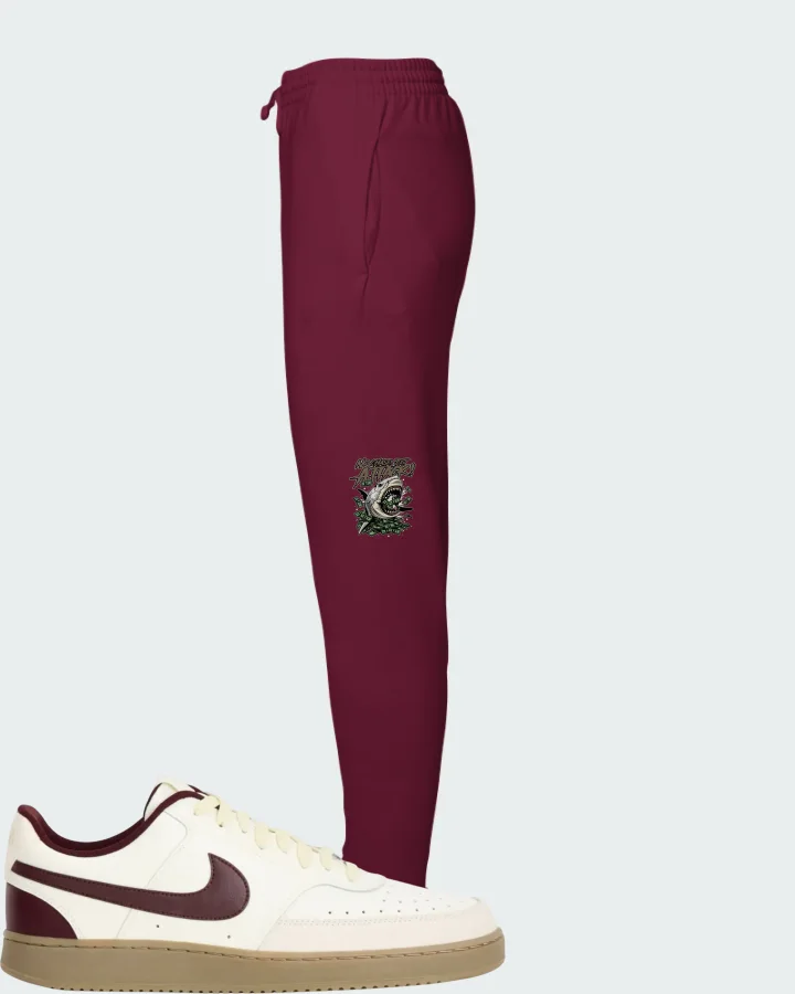 Nike Court Vision Low Sail Burgundy Crush Matching Joggers
