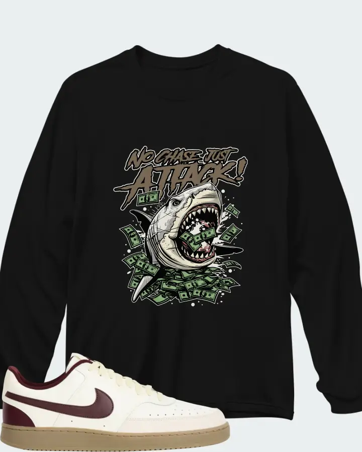 Nike Court Vision Low Sail Burgundy Crush Matching Long Sleeve T-Shirt
