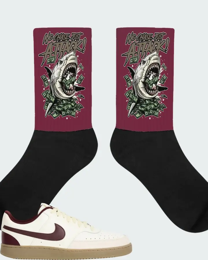 Nike Court Vision Low Sail Burgundy Crush Matching Socks