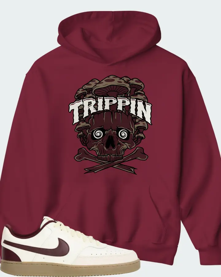Nike Court Vision Low Sail Burgundy Crush Matching Hoodie