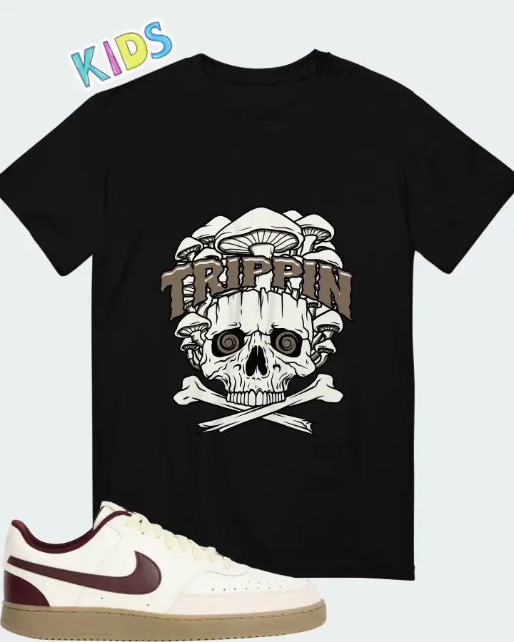 Nike Court Vision Low Sail Burgundy Crush Matching Kid's T-Shirt