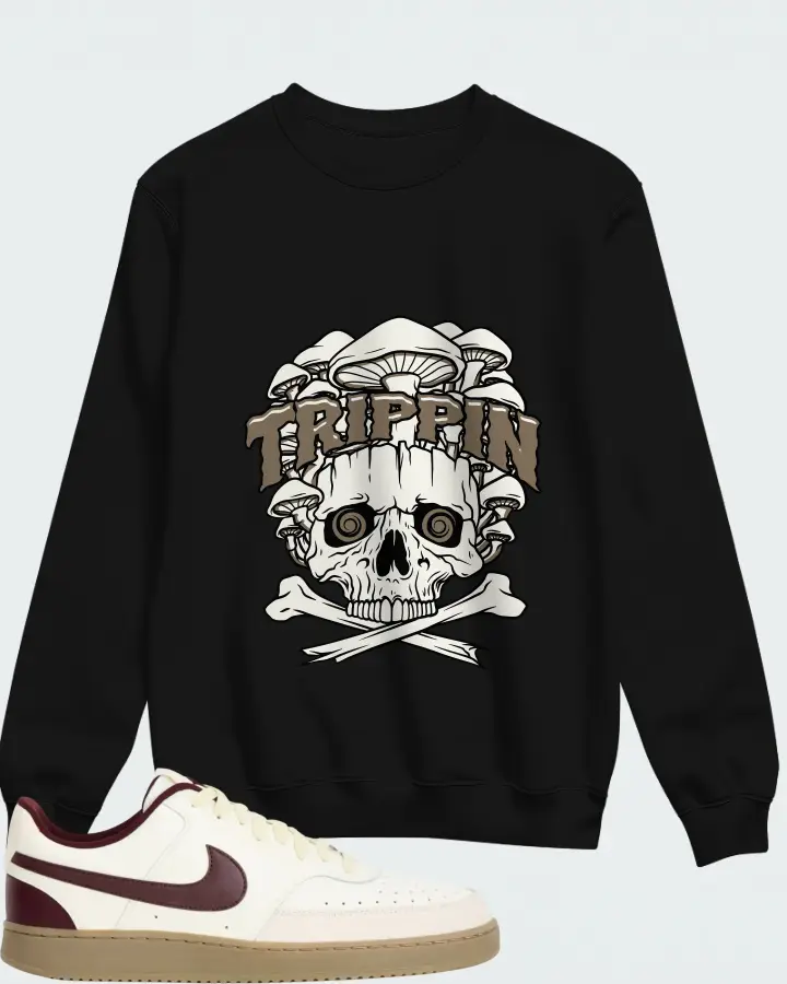 Nike Court Vision Low Sail Burgundy Crush Matching Sweatshirt