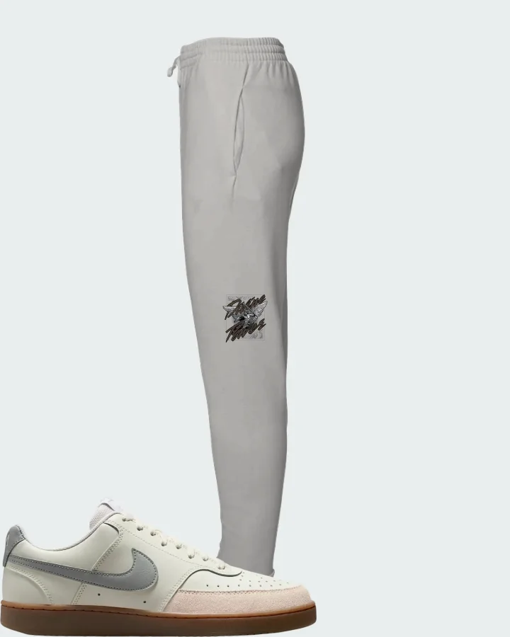 Nike Court Vision Low Sail Light Orewood BrownWhite Light Smoke Grey Matching Joggers