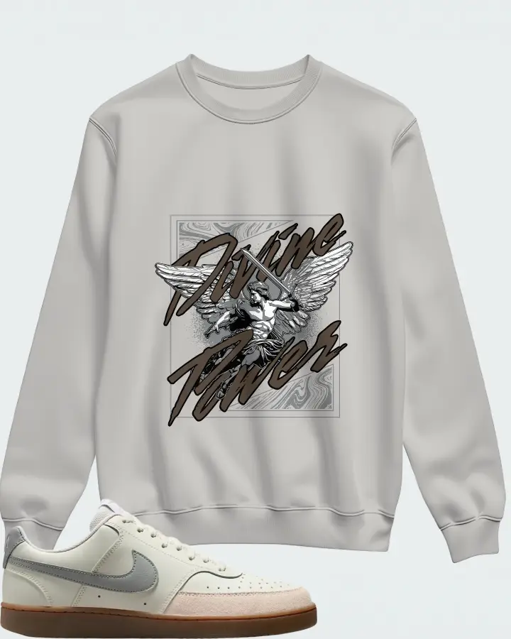 Nike Court Vision Low Sail Light Orewood BrownWhite Light Smoke Grey Matching Sweatshirt