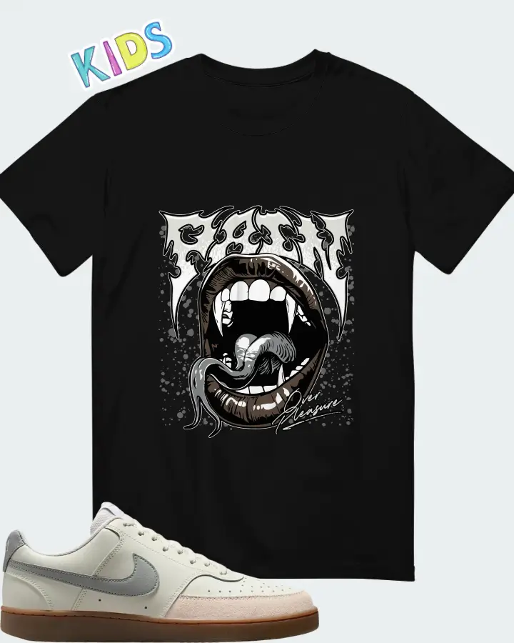 Nike Court Vision Low Sail Light Orewood BrownWhite Light Smoke Grey Matching Kid's T-Shirt