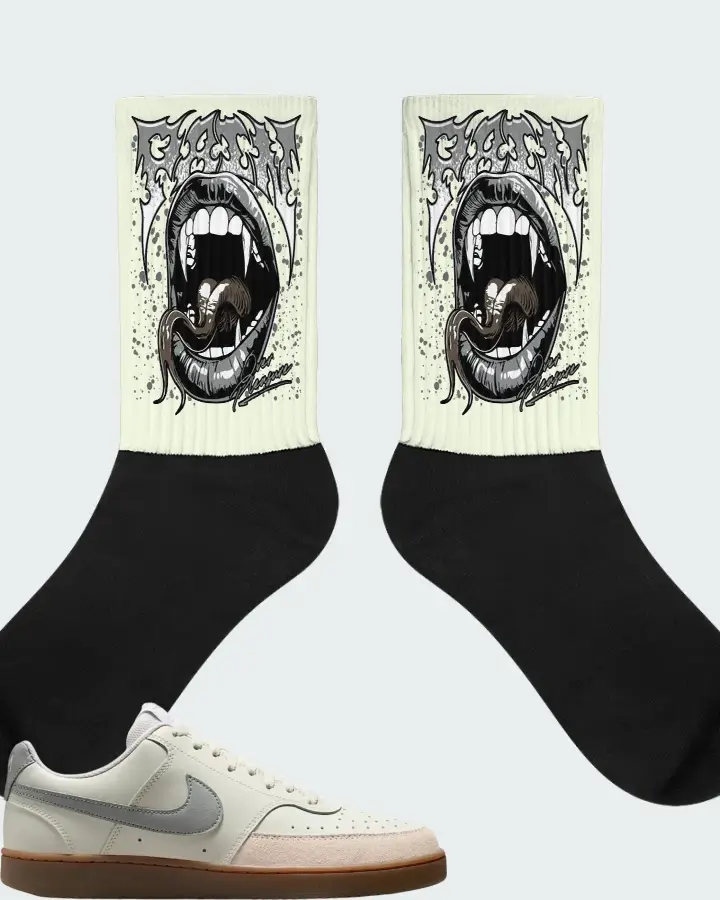 Nike Court Vision Low Sail Light Orewood BrownWhite Light Smoke Grey Matching Socks