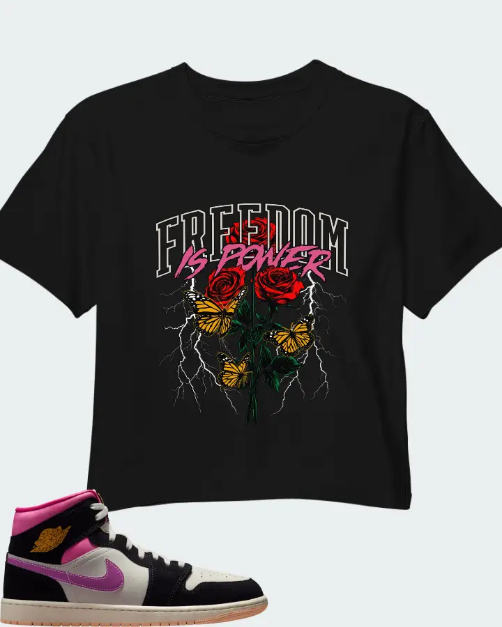 Air Jordan 1 Mid SE Black Sail Pinksicle Matching Crop Top