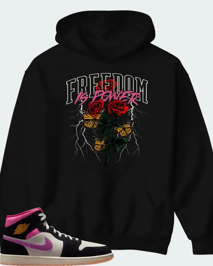 Air Jordan 1 Mid SE Black Sail Pinksicle Matching Hoodie
