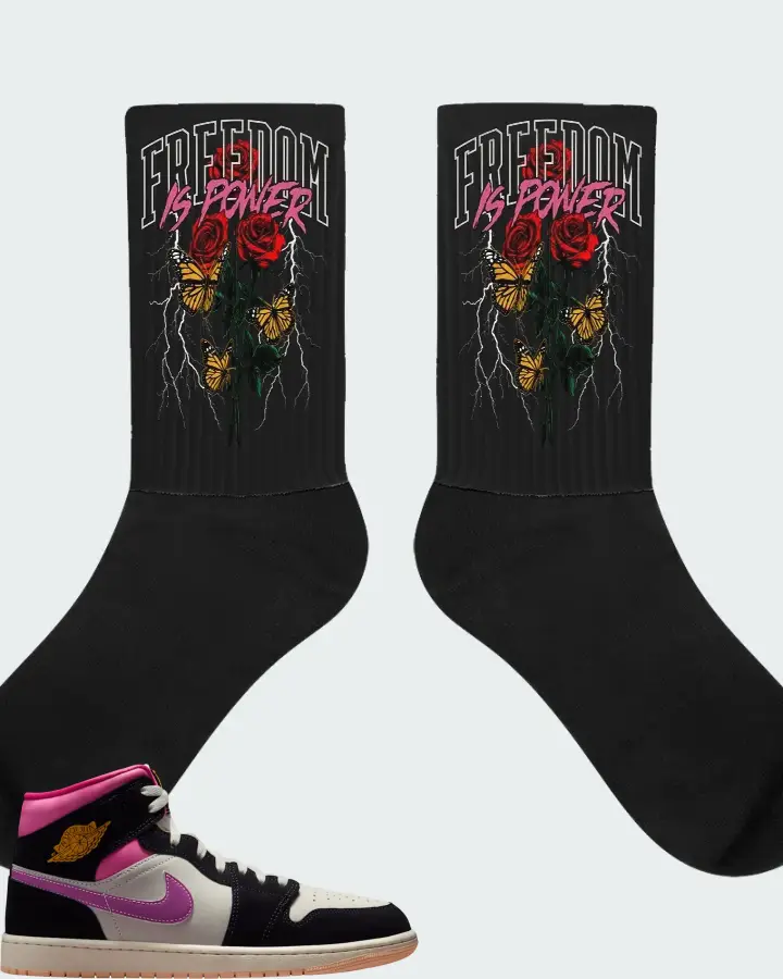Air Jordan 1 Mid SE Black Sail Pinksicle Matching Socks