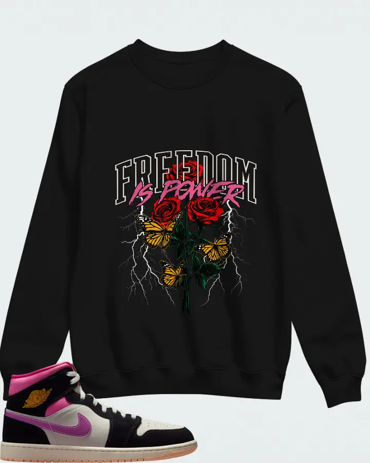 Air Jordan 1 Mid SE Black Sail Pinksicle Matching Sweatshirt