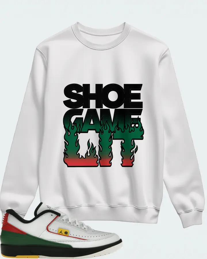 Jordan 2 Retro Low Sneaker Matching White Sweatshirt - Shoe Game Lit Refreshed
