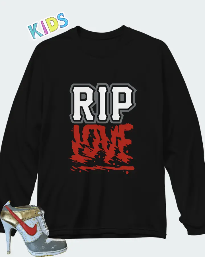 Nike Dunk High Heels Low White Gold Grey Red Matching Kid's Long Sleeve T-Shirt