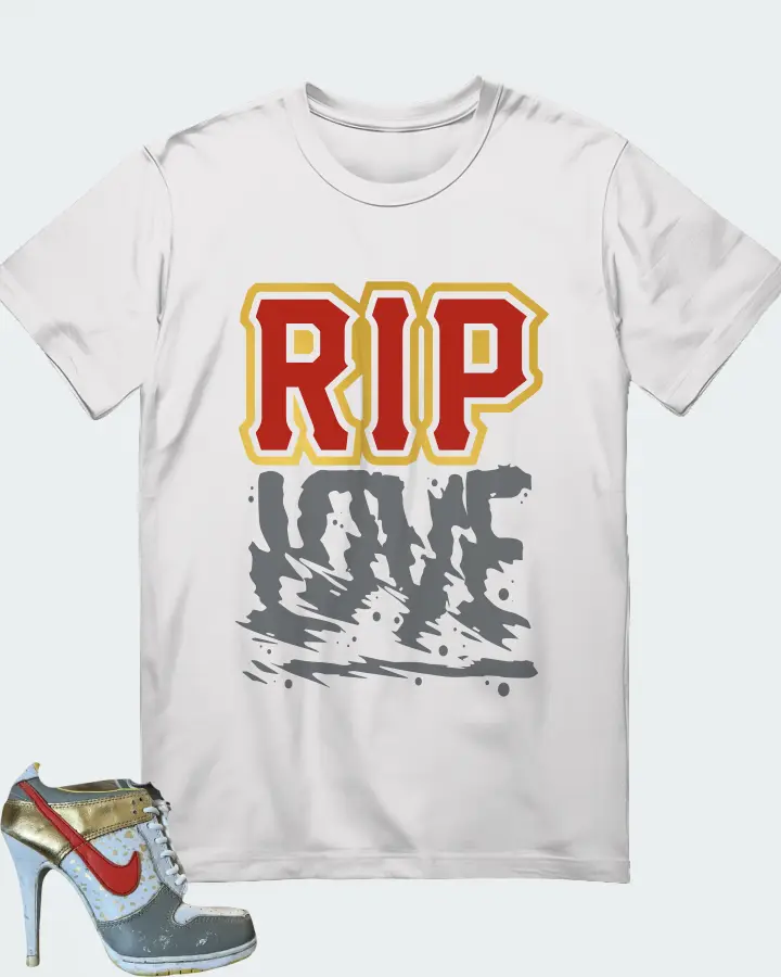 Nike Dunk High Heels Low White Gold Grey Red Matching T-Shirt