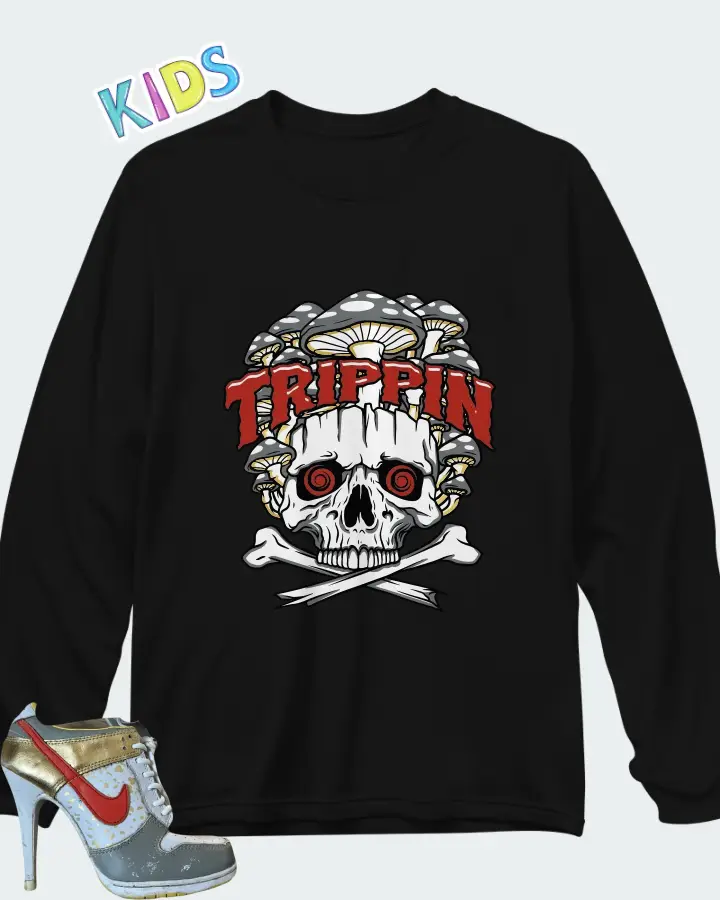 Nike Dunk High Heels Low White Gold Grey Red Matching Kid's Long Sleeve T-Shirt
