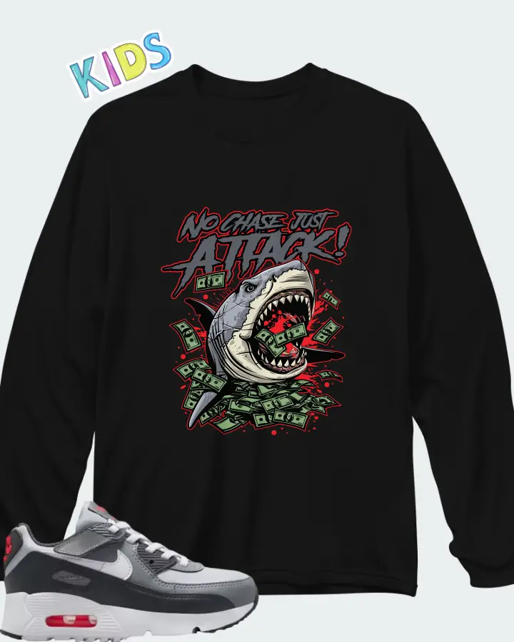Nike Air Max 90 EasyOn Wolf Grey Matching Kid's Long Sleeve T-Shirt
