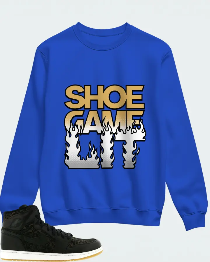 Jordan 1 Retro Sneaker Matching Royal Blue Sweatshirt - Shoe Game Lit Refreshed