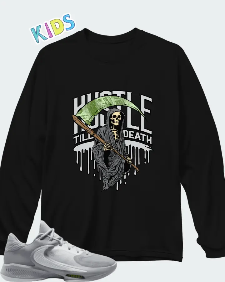 Nike Zoom Freak 4 TB Wolf Grey White Matching Kid's Long Sleeve T-Shirt