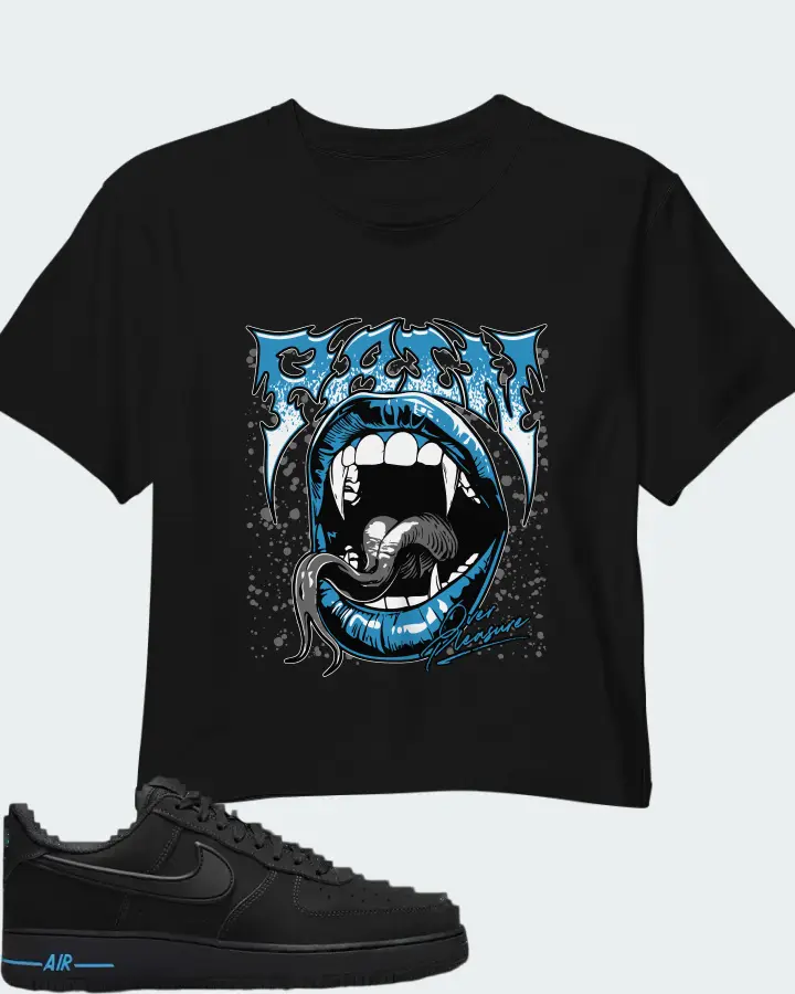 Nike Air Force 1 '07 Black University Blue Matching Crop Top