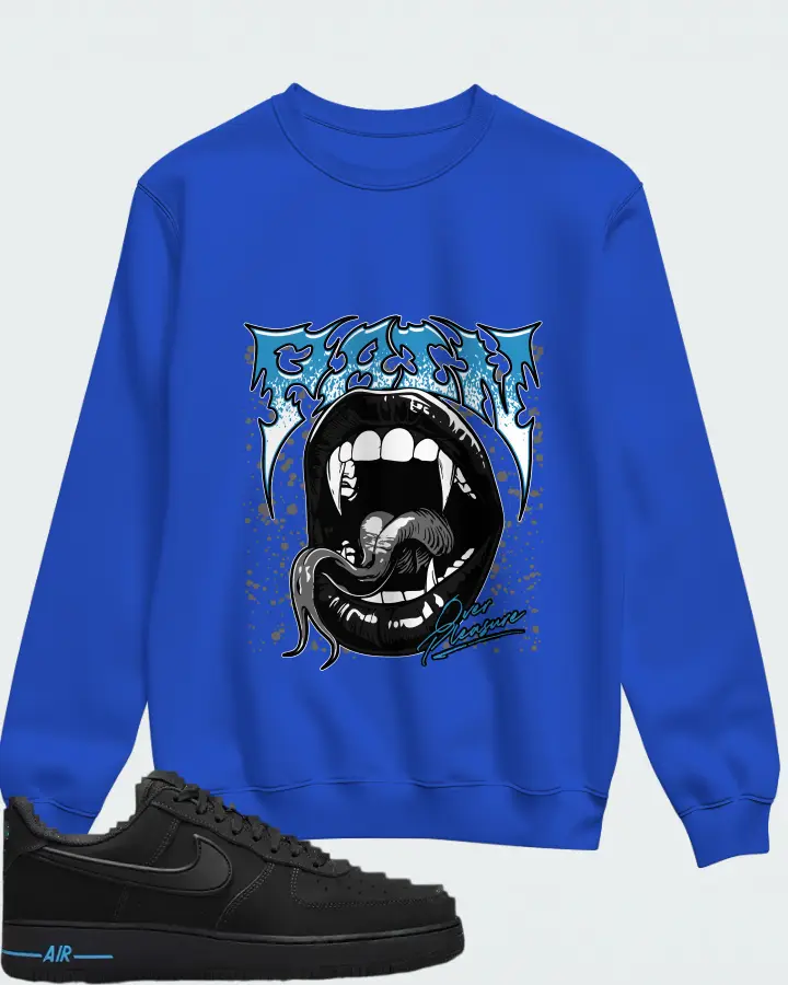 Nike Air Force 1 '07 Black University Blue Matching Sweatshirt