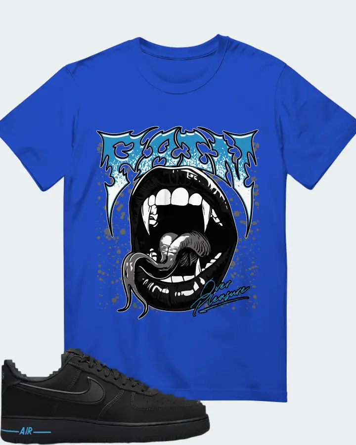 Nike Air Force 1 '07 Black University Blue Matching T-Shirt