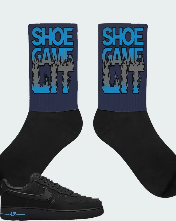 Nike Air Force 1 '07 Black University Blue Matching Socks