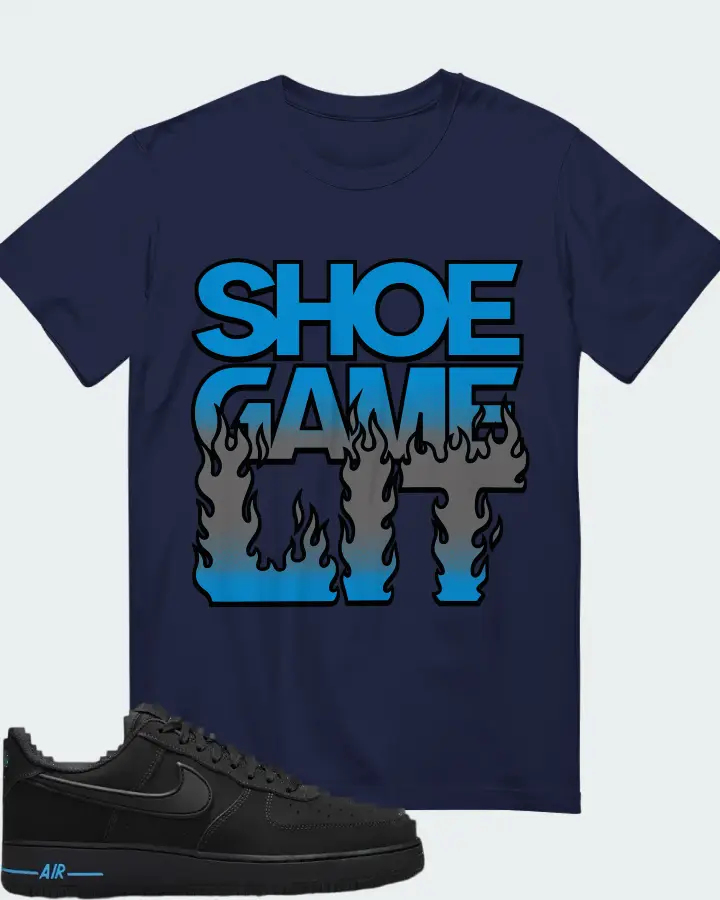 Nike Air Force 1 '07 Black University Blue Matching T-Shirt