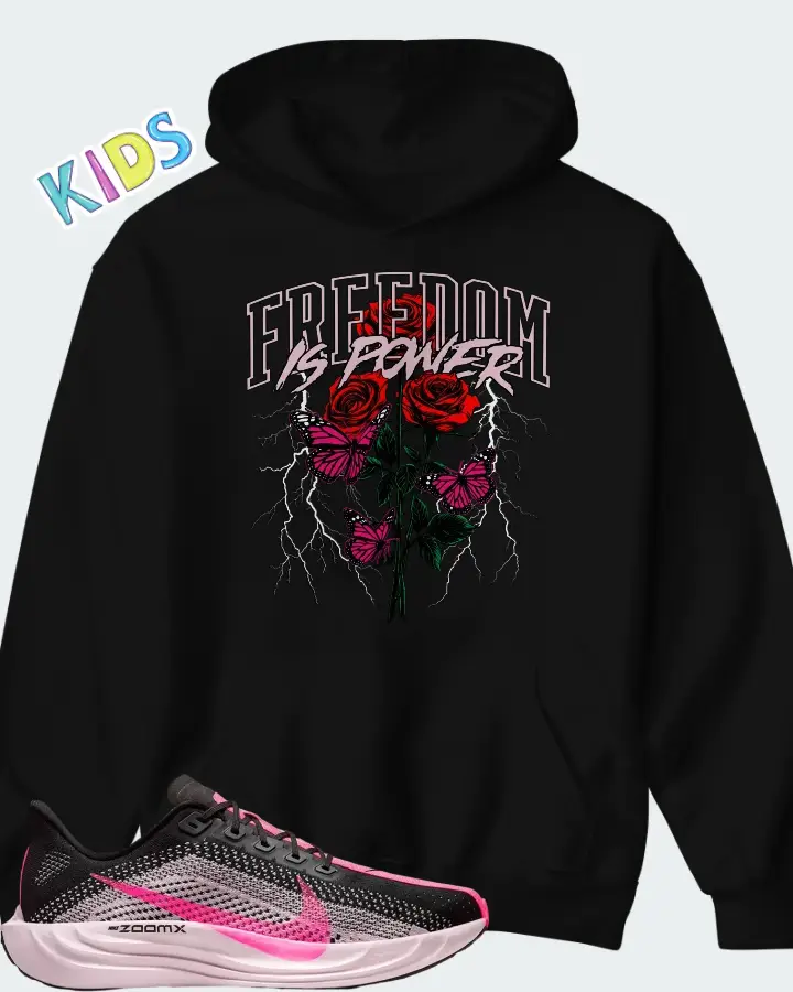 Nike Pegasus Plus Black Pink Foam Hyper Pink Matching Kid's Hoodie