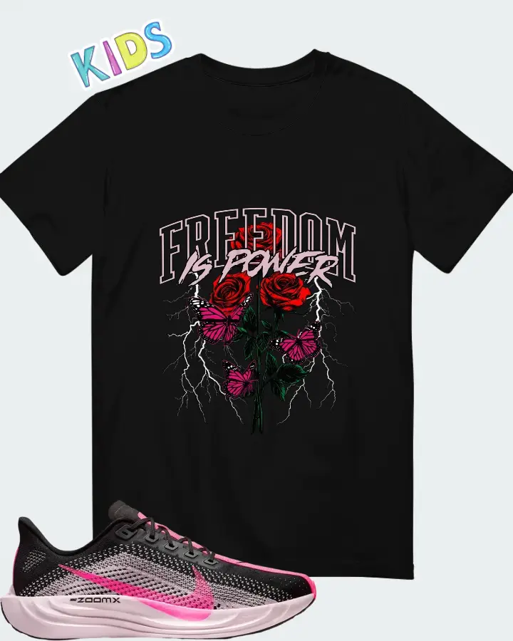 Nike Pegasus Plus Black Pink Foam Hyper Pink Matching Kid's T-Shirt