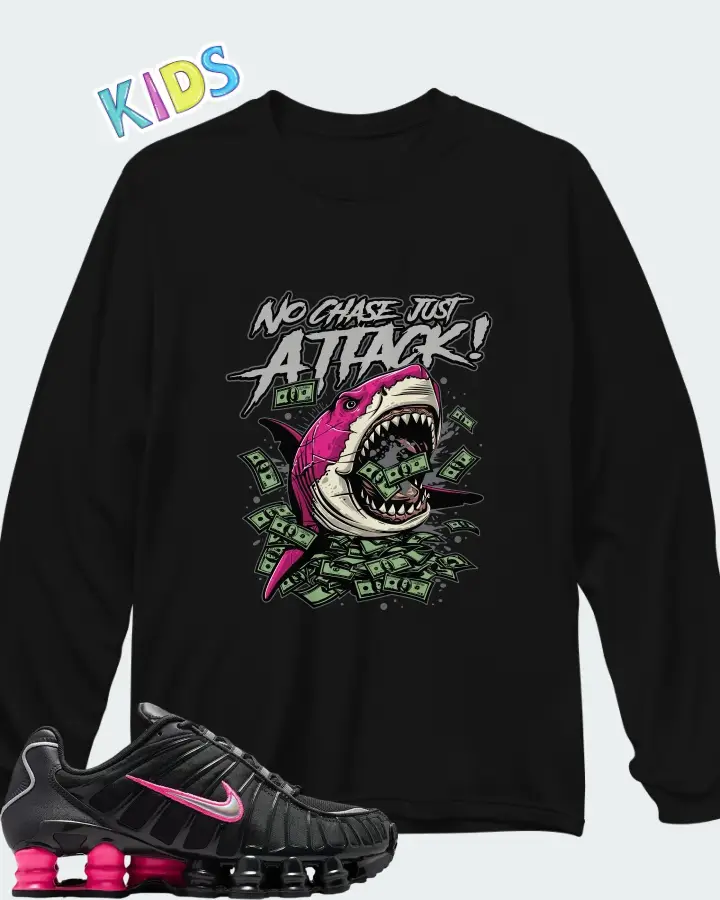 Nike Shox TL Off Noir Hyper Pink Matching Kid's Long Sleeve T-Shirt