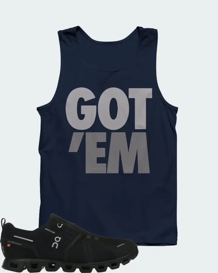 On Running Cloud 5 Waterproof Sneaker Matching Navy Tank Top - Got Em