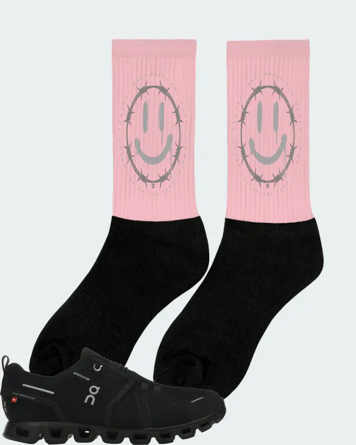 On Running Cloud 5 Waterproof Sneaker Matching Pink Socks (PROTECT) - View 3