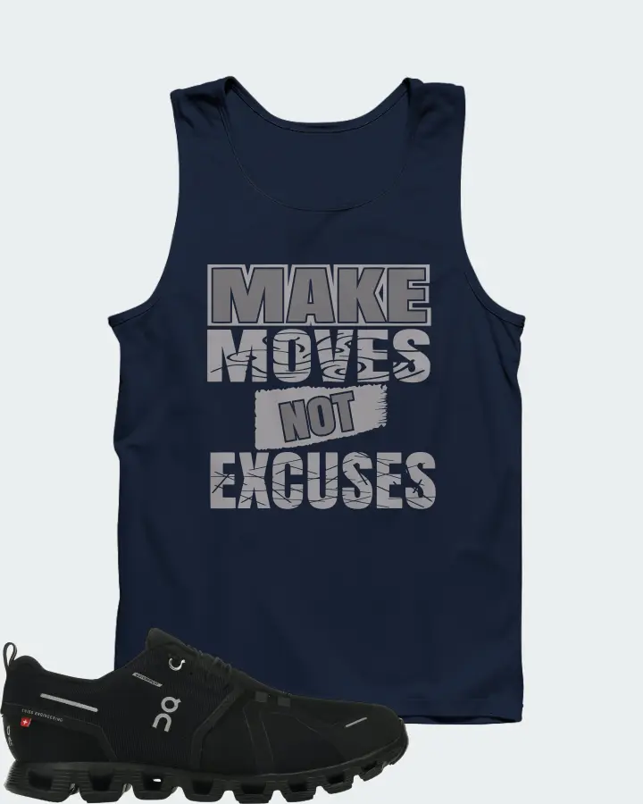 On Running Cloud 5 Waterproof Sneaker Matching Navy Tank Top - Make Moves Not Excuses