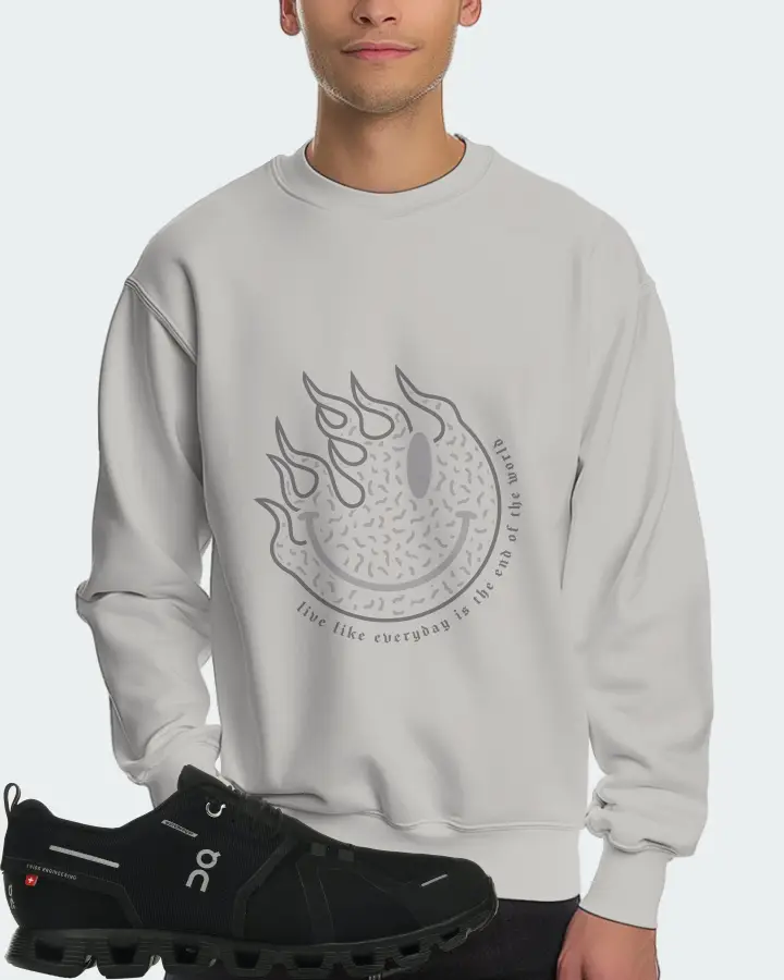 On Running Cloud 5 Waterproof Sneaker Matching Grey Sweatshirt (Keep Smiling) - View 4