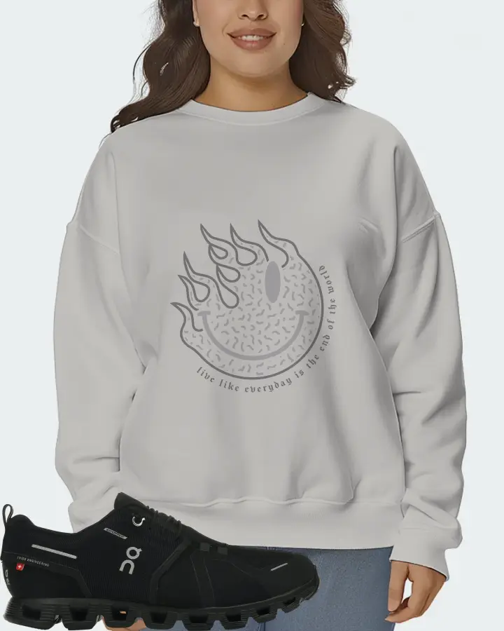On Running Cloud 5 Waterproof Sneaker Matching Grey Sweatshirt (Keep Smiling) - View 7