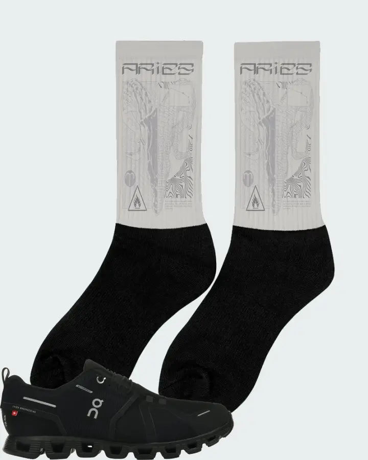 On Running Cloud 5 Waterproof Sneaker Matching Grey Socks (ARIES) - View 3