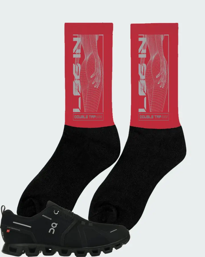 On Running Cloud 5 Waterproof Sneaker Matching Red Socks (LOGIN) - View 3