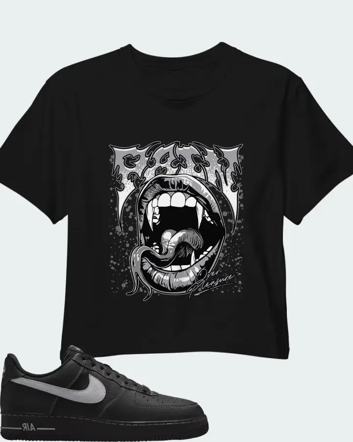 Nike Air Force 1 Low '07 Black Wolf Grey Matching Crop Top