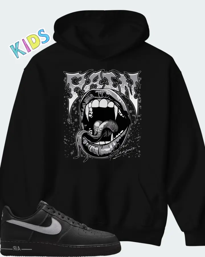 Nike Air Force 1 Low '07 Black Wolf Grey Matching Kid's Hoodie